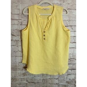 Good Days Only Gauze Top Womens XL Sunshine Yellow Raw Hem Beachy Cami Tank